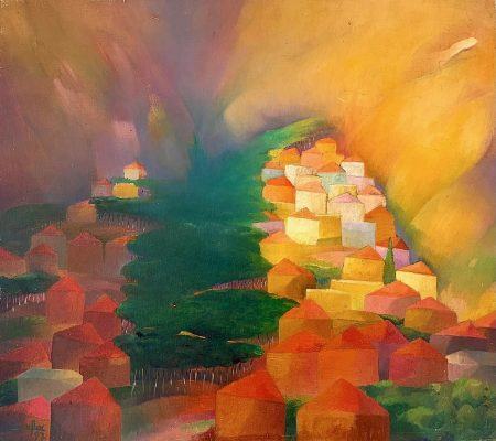 Mahmoud Safa — Lebanese Village Scene — 1987