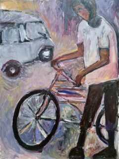 Kameel Hawa — Young African Crossing the Street With His Bicycle (Un Africaine Travers la Rue et Son Vélo) — 2022